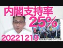 内閣支持率25％で過去最低、右肩下がり継続で上向く気配が全く無し、岸田総理は「無事に年を越せそうだ」なんて呑気にすき焼き食ってる場合じゃない、増税内閣は2年もたない実績も20221219