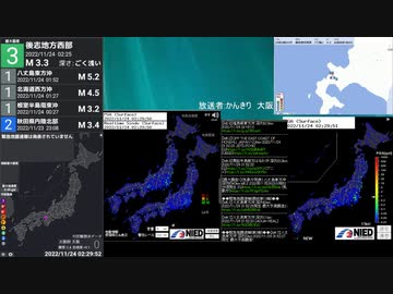 [アーカイブ]最大震度3　後志地方西部　深さごく浅い　M3.3