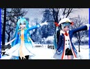 MMD、ミク、計2人、で、好き、雪、本気マジック