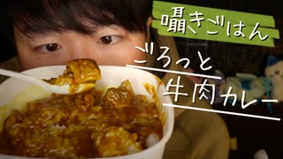 囁きごはん｜ごろっとした牛肉が入ったビーフカレーを食べながら感想を囁きます｜Okano ASMR