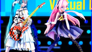 MMD、ルカ、ミク、計2人、で、ルカルカナイトフィーバー、ダンスとギターバージョン