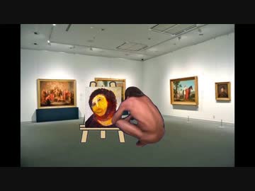 劣化した絵画を修復するタクヤさん
