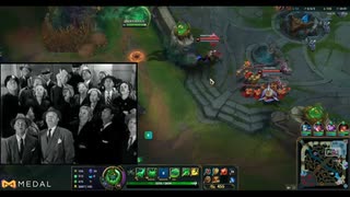 LeagueOfLegendsで敵ADCヴァルスと敵サポートジリアンがミッドレーンを押していたのでうち讃岐弁琴葉茜先生ザックジャングラーは2人の背後からEで飛んでノックアップを与えてみた