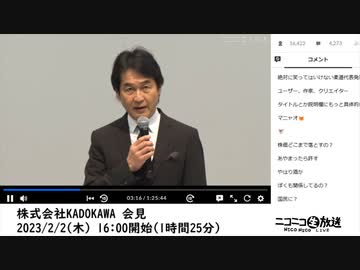 【一部抜粋】株式会社KADOKAWA 会見（2023/2/2）