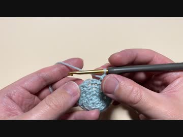 10.すじ編みの中長編み(中長編みに立ち上がりを編む)