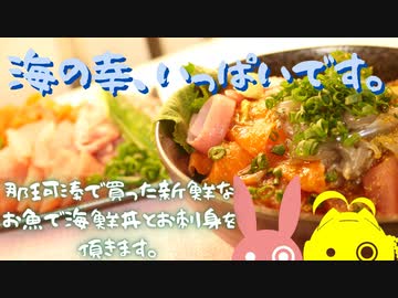 お魚市場で買った新鮮な魚で海鮮丼を作りました。【VOICEROIDキッチン】【結月ゆかり】