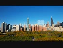 City Skyline With Autumn Trees Chicago Drone　角尾直美