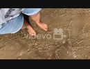 角尾直美　A woman soaks her feet in the sea,