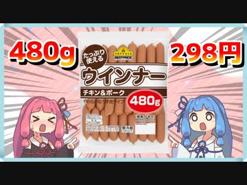 トップバリュのウインナー達を食べ、レビューする茜ちゃん