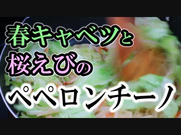 春キャベツと桜えびのペペロンチーノ（嫌がる娘に無理やり弁当を持たせてみた息子編）