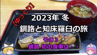 【ゆっくり】2023年冬 釧路と知床羅臼の旅 その3 釧路 初の食事は・・