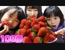 【ろこまこあこ】【大食い】上品に食べなきゃ即没収？いちご100個大食いしてみた！