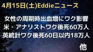 ワクチンが女性の月経時出血量増に影響　アメリカワク後超過死亡６０万人　生保アナリストが推計　イギリスは１８万人