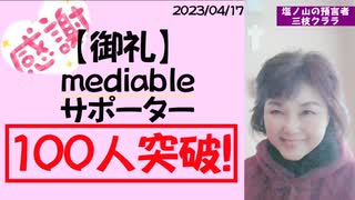 【御礼】mediable！皆さまのおかげでサポーター100人突破しました！感謝！