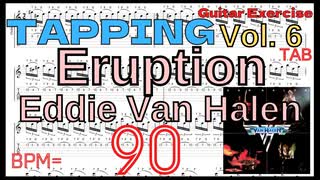 ERUPTION TAB VAN HALEN TAPPING Exercise 炎の導火線/ヴァン・ヘイレン タッピング練習 ギター BPM90【TAPPING Vol.6】