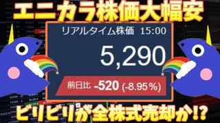 にじさんじ運営前日比約-9%の大幅安、ビリビリが保有株を全て売却か