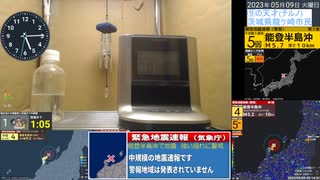 緊急地震速報(警報)　2023/5/9 5:14頃 石川県能登地方 M4.9 最大震度4