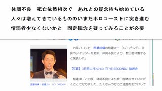 体調不良　死亡依然相次ぐ　あれとの疑念持ち始めている 人々は増えてきているもののいまだホロコーストに突き進む 情弱者少なくないかと　固定観念を疑ってみることが必要