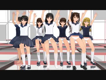 【MMD】てとらーず7人長さの違うセーラー服がマジックミラー床で恋愛フィロソフィアを踊る