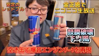 アルミ缶でF-1のような鼓膜破壊爆音エンジンを再現してみた。金正恩でニコニコ生放送切り抜き。