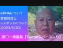 《反DS覚醒・原口一博議員》mRNAについて情報発信とレスポンスについて(2023/5/30) 【Twitterスペースより】