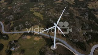 細川康孝　Aerial view of a wind turbine in the mountains of Portugal