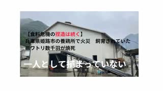 【食料危機の捏造は続く】 兵庫県姫路市の養鶏所で火災　飼育されていた ニワトリ数千羽が焼死　一人として捕まっていない 確か日本の検挙率って9割前後じゃなかったっけ?