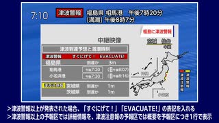 【シミュレーション】NHKの緊急地震速報+津波情報を改変してみる。【創作】