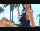 【DoaXvv/みさき】ポーズ:体育座り・片手でピース/水着:紺色のゼッケン付きスク水