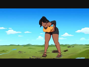 【日本語字幕】ホモと見るデカ尻褐色娘.giantess