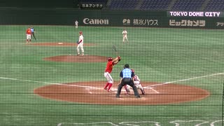 タイブレーク２点を追う日本文理　粟國 陸斗（2年・具志川商）ヒットで満塁 余裕を持った犠牲フライ【大学野球選手権 日本文理大 対 中部学院大2023年6月5日】