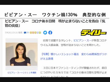 ビビアン・スー　ワクチン禍130％　典型的な例 ビビアン・スー　コロナ後８日間　咳が止まらないことを告白「気管の炎症」