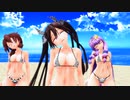 【東方MMD】 パチュリー・はたて・菫子（ビキニ）　ライアーダンス －例のソレ 1080P－