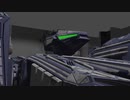 3DCGで作った出撃前のロボと格納庫