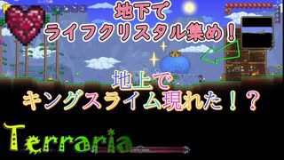 Terraria】まずは地下でライフクリスタルを集めよ！スライム来るの早くない...？"3