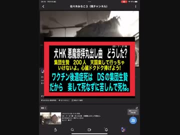 23・7・21夜　ワクチン後遺症死は　悪魔に捧げる　生贄　と言ってるように聞こえた。
