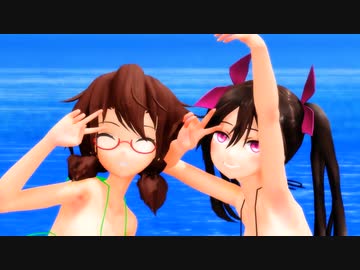【東方MMD】姫海棠はたて　宇佐見菫子（マイクロビキニ）　ロキ　－例のソレ 1080P－