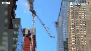 45階からクレーンが落下　高層ビルの建設中に　NY中心部が騒然