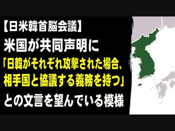 【日米韓首脳会議】米国が共同声明に「日韓がそれぞれ攻撃を受けた場合、相手国と協議を行う義務を持つ」との文言を望んでいる模様