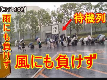 【コミケ待機列】～ゲリラ豪雨にも負けず、風にも負けず～
