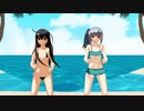 霞さんと初霜さんが水着でロボキッス