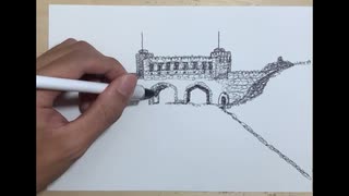 一筆描きのSpiral Pen art『アラム宮殿(オマーン)』制作《一部》