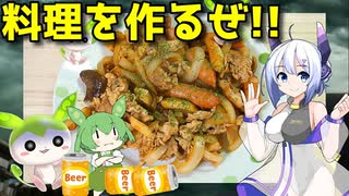 【近所のスーパー】  今日は炒め物の気分なのだ!! ブタコマと残り物を使った炒めものを作るよ!!