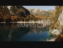 Shot view of Lake Braies, Dolomites, Italy