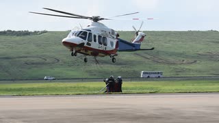 福島空港　空の日　福島県消防防災航空隊　AW139　空中消火訓練展示