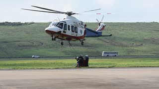 福島空港　空の日　福島県消防防災航空隊　AW139　空中消火訓練展示