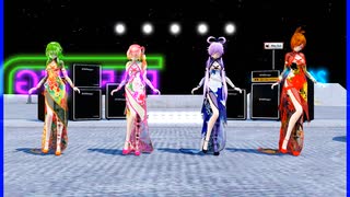 MMD、テト、グミ、ゆかり、メイコ、計4人、で、レッドランドマーカー