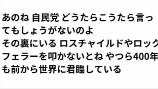 あのね 自民党 どうたらこうたら言ってもしょうがないのよ その裏にいる ロスチャイルドやロックフェラーを叩かないとね やつら400年も前から世界に君臨している