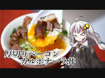 釣れなくても料理！ベーコンカルボナーラ丼！【VOICEROIDキッチン】