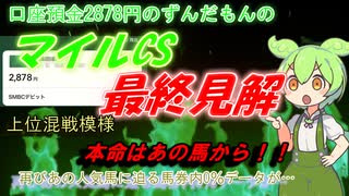 口座預金2878円のずんだもんのマイルCS予想